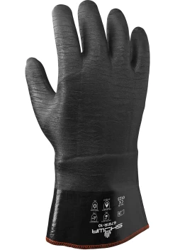 SHOWA 6781R Chemikalienbeständige Schutzhandschuhe Mit Neopren Beschichtung (12 Paare In Paket), Schwarz
