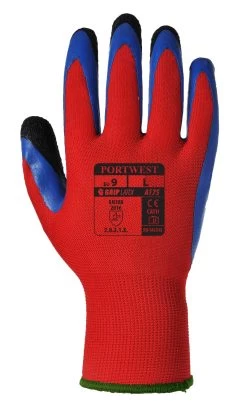 Portwest A175 - Duo-Flex Arbeitshandschuhe Aus Polyester Mit Beschichtung Aus Latex, 13G, Reißfest (12 Paare In Paket), Rot