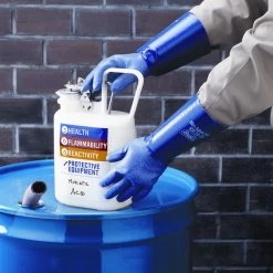 SHOWA NSK 24 Chemikalienresistente Sicherheitshandschuhe Mit Beschichtung Aus Nitril (12 Paare In Paket), Blau -Arbeitsschutzkleidung Geschäft 0A8CBB22 72AC 65C9 05B0 C5E5C41BB5B9