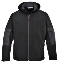 Portwest TK53 Arbeits Sooftshell-Jacke Mit Micro Polar Fleece Und Kinnschutz, Wasserabweisend, Atmungsaktiv, Schwarz