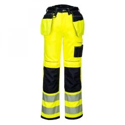 Portwest T501 - PW3 Warnschutzhose Aus Polyester Und Baumwolle Mit Knieschutz, Reflektierend, Untersetzte Größe, Gelb-Schwarz