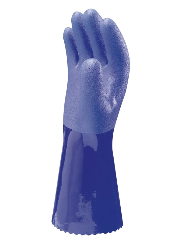 SHOWA 660 Chemikalienbeständige Schutzhandschuhe Mit PVC Beschichtung (10 Paare In Paket), Blau 5 SHOWA 660 Chemikalienbeständige Schutzhandschuhe Mit PVC Beschichtung (10 Paare In Paket), Blau – Bild 3