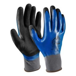 Active Gear Active GRIP G3250 Arbeitshandschuhe Aus Polyester Mit Beschichtung Aus Nitril Und Sandnitril (120 Paare In Karton), Schwarz-Blau