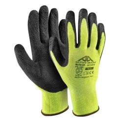 Active Gear Active GRIP G1190 Arbeitshandschuhe Aus Polyester Mit Beschichtung Aus Latexschaum (120 Paare In Karton), Schwarz-Gelb