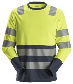Snickers 2433 High-Vis-Langarm-T-Shirt Klasse 2, Gelb-Blau