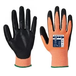 Portwest A643 - Amber Schnittschutzhandschuhe Aus HPPE Mit Nitrilbeschichtung,13G (12 Paare In Paket), Orange-Schwarz