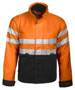 ProJob 6407 ARBEITS WARNSCHUTZ GEFÜTTERTE JACKE EN ISO 20471 KLASSE 3, Orange/Schwarz