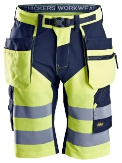 Snickers 6933 High-Vis Shorts+ Holstertaschen, Klasse 1, Reguläre Größe, Gelb-Blau