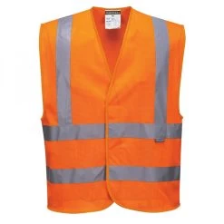 Portwest C370 - Warnschutz-Weste Mit Klettverschluss, Reflektierend, Atmungsaktiv (10 Stücke In Paket), Orange