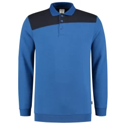 Tricorp 302004 Arbeits Sweatshirt Polokragen Bicolor Quernaht, Royalblau-Marine