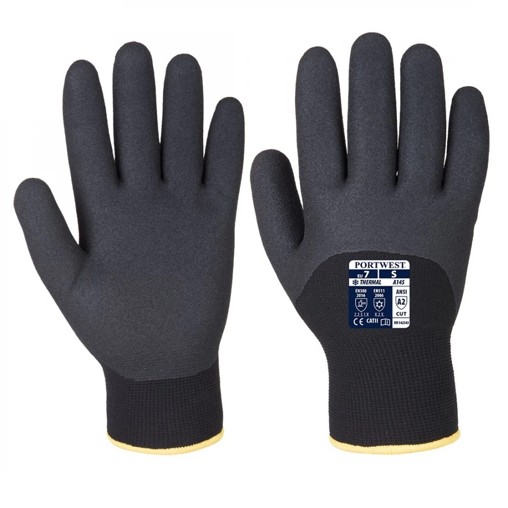 Portwest A146 - Artcic Winter Schutzhandschuhe Mit Beschichtung Aus Nitril, Wärme- Und Kältebeständig, Atmungsaktiv (12 Paare In Paket), Schwarz 3 Portwest A146 - Artcic Winter Schutzhandschuhe Mit Beschichtung Aus Nitril, Wärme- Und Kältebeständig, Atmungsaktiv (12 Paare In Paket), Schwarz