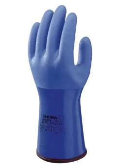 SHOWA 490 Chemikalienbeständige Sicherheitshandschuhe Mit Kälteschutz (10 Paare In Paket), Blau