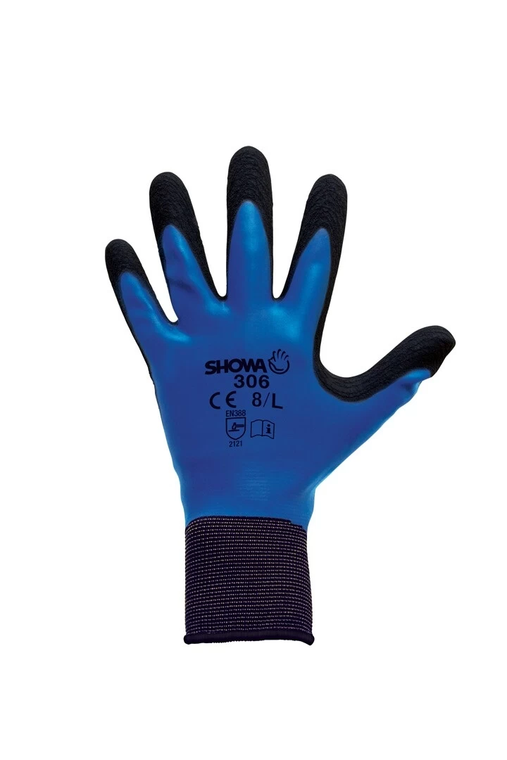 Showa 306 Arbeitshandschuhe Aus Nylon Mit Beschichtung Aus Latex, 13G (10 Paare In Paket), Blau 4 Showa 306 Arbeitshandschuhe Aus Nylon Mit Beschichtung Aus Latex, 13G (10 Paare In Paket), Blau – Bild 2