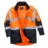 Portwest S760 - Zweifarbige Warnschutz-Parka Jacke, Reflektierend, Wasser- Und Winddicht, Atmungsaktiv, Orange-Marine