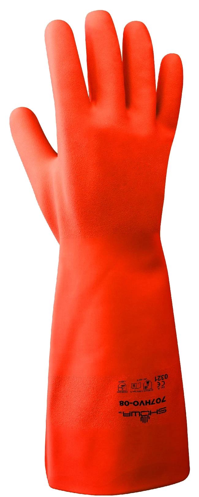 SHOWA 707HVO EBT Chemikalienbeständige Arbeitshandschuhe Mit Nitril Beschichtung (12 Paare In Paket), Orange 3 SHOWA 707HVO EBT Chemikalienbeständige Arbeitshandschuhe Mit Nitril Beschichtung (12 Paare In Paket), Orange