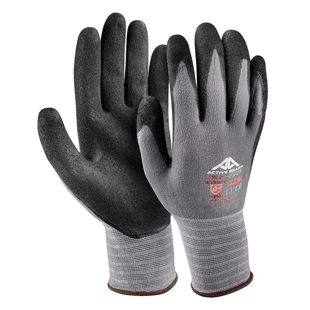 Active Gear Active GRIP G3110 Arbeitshandschuhe Aus Nylon Und Spandex Mit Beschichtung Aus Nitril Und Sandnitril (120 Paare In Karton), Schwarz-Grau 3 Active Gear Active GRIP G3110 Arbeitshandschuhe Aus Nylon Und Spandex Mit Beschichtung Aus Nitril Und Sandnitril (120 Paare In Karton), Schwarz-Grau