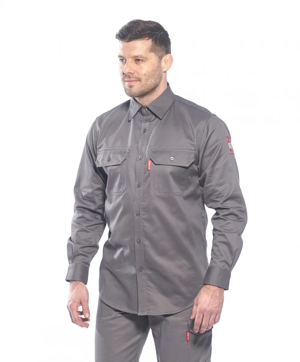Portwest FR89 - Flammhemendes Arbeitshemd Aus Bizflame-Gewebe Mit Schutz Gegen Lichtbogen, Grau 5 Portwest FR89 - Flammhemendes Arbeitshemd Aus Bizflame-Gewebe Mit Schutz Gegen Lichtbogen, Grau – Bild 3