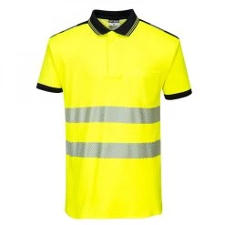 Portwest T180 - PW3 Warnschutz Polo-Shirt Mit Reflexstreifen, Atmungsaktiv, Gelb-Schwarz