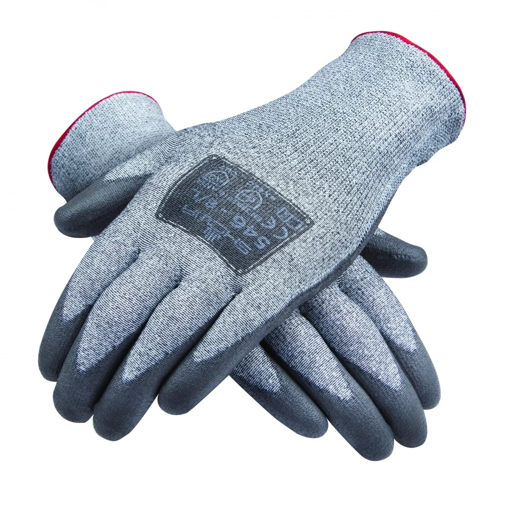 Showa DURACoil 546 Schnittschutzhandschuhe Aus HPPE Mit Beschichtung Aus Polyurethanschaum, Atmungsaktiv (10 Paare In Paket), Grau