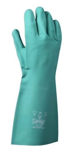 SHOWA 737 Schutzhandschuhe Mit Chemikalienbeständigkeit, Nitril Beschichtung (12 Paare In Paket), Hellgrün