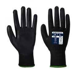 Portwest A635 - Eco-Cut Schnittschutzhandschuhe Mit Beschichtung Aus Polyurethan, Schnittfestigkeit B, Abriebfest (12 Paare In Paket), Schwarz