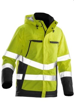 Jobman 1383 Arbeits Warnschutz GEFÜTTERTE SHELL JACKE, Wasserdicht, Winddicht, Gelb/schwarz
