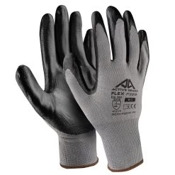Active Gear Präzisionsarbeit Handschuhe Active FLEX F3220 Mit Beschichtung Aus Nitril, Abriebfest (120 Paare In Karton), Schwarz-Grau