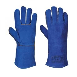 Portwest A510 Schweißerhandschuhe Aus Leder, Gefüttert, Hitzebeständig (6 Paare In Paket), Blau