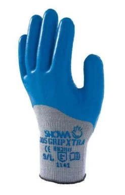 Showa 305 Arbeitshandschuhe Aus Polyester Mit Beschichtung Aus Latex (10 Paare In Paket), Grau-Blau
