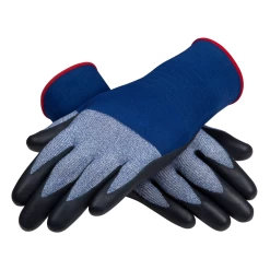 SHOWA 382 Schutzhandschuhe Aus Mikrofaser Und Nylon Mit Beschichtung Aus Nitril, Abriebfestigkeit Stufe 4 (10 Paare In Paket), Dunkelblau-Schwarz