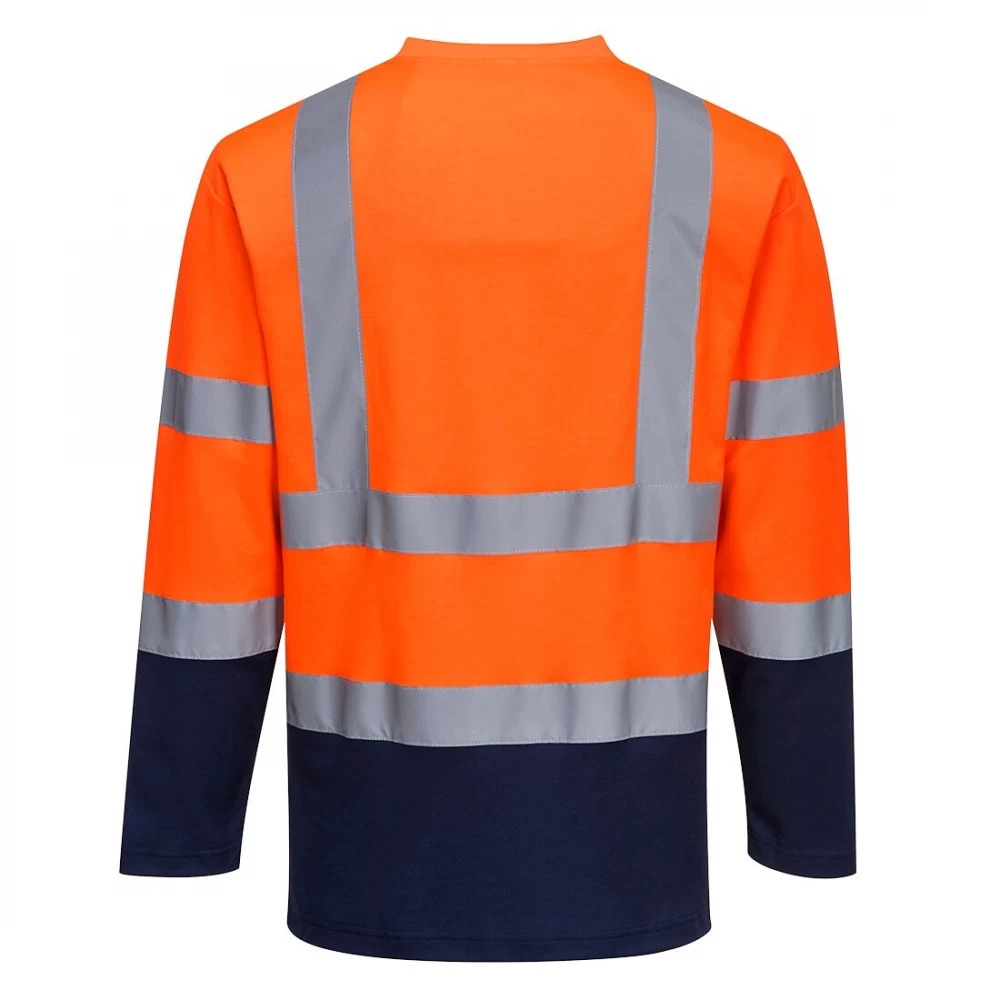 Portwest S280 - Zweifarbiges Warnschutz Langarm T-Shirt Mit Reflexstreifen, Atmungsaktiv, Orange-Marine 4 Portwest S280 - Zweifarbiges Warnschutz Langarm T-Shirt Mit Reflexstreifen, Atmungsaktiv, Orange-Marine – Bild 2