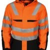 ProJob 6418 Arbeits Warnschutz GEFÜTTERTE JACKE EN ISO 20471 KLASSE 3 Wasserdicht, Winddicht, Orange/schwarz