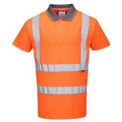 Portwest RT22 Warnschutz Polo-Shirt, RIS, Reflexstreifen, 3-Knopf-Ausschnitt, Atmungsaktiv, Orange