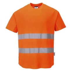 Portwest C394 - Warnschutz T-Shirt Aus Atmungsaktivem Material, Reflektierend, Orange