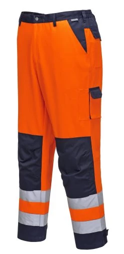 Portwest TX51 - Lyon Warnschutz-Bundhose Aus Polyester/Baumwolle, Reflektierend, Kniepolstertaschen, Reguläre Größe, Orange-Marine -Arbeitsschutzkleidung Geschäft 66326783 F7AA B108 4101 F2A36ECA73B3