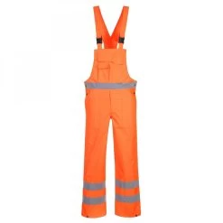 Portwest S388 - Warnschutz-Latzhose Ungefüttert, Reflektierend, Atmungsaktiv, Wasserdicht, Reguläre Größe, Orange