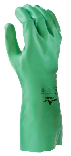 SHOWA 731 EBT Schutzhandschuhe Mit Beschichtung Aus Nitril (12 Paare In Paket), Grün