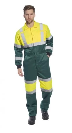 Portwest E052 - X Warnschutz-Overall Aus Polyester Und Baumwolle Mit Taschen, Reflektierend, Reguläre Größe, Gelb-Gruen -Arbeitsschutzkleidung Geschäft 7007388F 1F5C 38C2 BA12 FE8C06904CFC