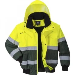 Portwest C565 - X Warnschutz 3-in-1 Pilotenjacke Aus Polyester Mit Schutz Gegen Kälte, Reflektierend, Wasserdicht, Gelb-Gruen