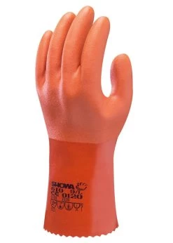 SHOWA 610 Schutzhandschuhe Mit PVC Beschichtung (10 Paare In Paket), Orange