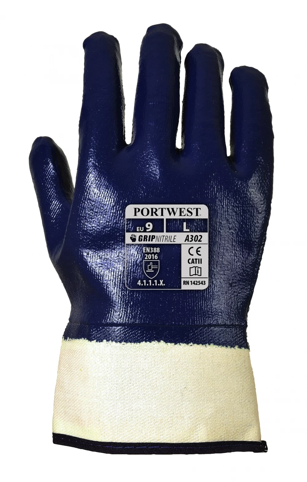 Portwest A302 Arbeitshandschuhe Mit Beschichtung Aus Nitril, Abriebfest (12 Paare In Paket), Marine 4 Portwest A302 Arbeitshandschuhe Mit Beschichtung Aus Nitril, Abriebfest (12 Paare In Paket), Marine – Bild 2