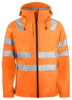 ProJob 6450 Arbeits Warnschutz REGENJACKE EN ISO 20471 KLASSE 3 Wasserdicht, Winddicht, Atmungsaktiv, Orange/schwarz