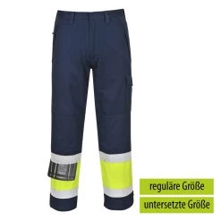 Portwest MV26 - Warnschutzhose Flamm- Und Hitzebeständig, Reflektierend, Antistatisch, Reguläre Größe, Gelb-Marine