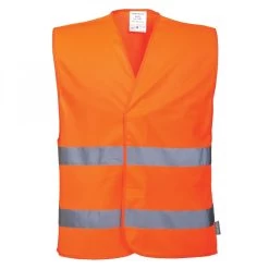 Portwest C474 - Warnschutz-Weste Aus Polyester Mit Zwei Reflexstreifen, Klettverschluss (10 Stücke In Paket), Orange