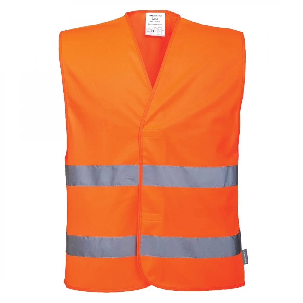 Portwest C474 - Warnschutz-Weste Aus Polyester Mit Zwei Reflexstreifen, Klettverschluss (10 Stücke In Paket), Orange 2 Portwest C474 - Warnschutz-Weste Aus Polyester Mit Zwei Reflexstreifen, Klettverschluss (10 Stücke In Paket), Orange