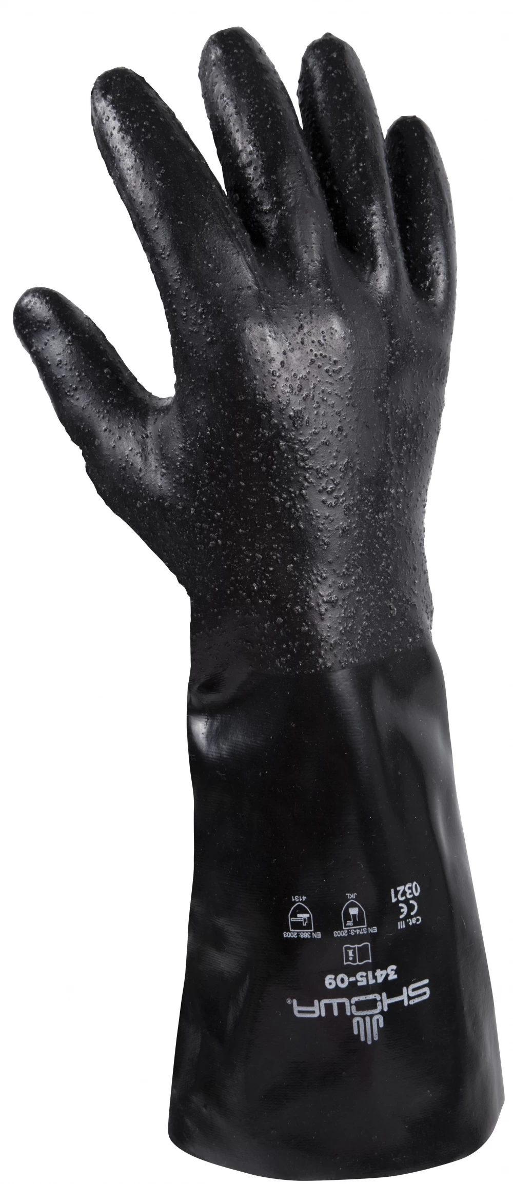 SHOWA 3415 Schutzhandschuhe Mit Schutz Gegen Chemikalien (12 Paare In Paket), Schwarz 3 SHOWA 3415 Schutzhandschuhe Mit Schutz Gegen Chemikalien (12 Paare In Paket), Schwarz