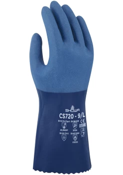 SHOWA CS720 Schnittschutzhandschuhe Mit Beschichtung Aus Nitril (10 Paare In Paket), Blau