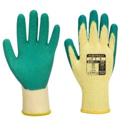 Portwest A150 - Classic Grip Schutzhandschuhe Aus Polyester Mit Beschichtung Aus Latex, 10G, Feuchtebeständig (12 Paare In Paket), Gelb