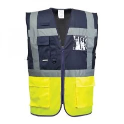 Portwest C276 - Paris Warnschutz-Weste Aus Polyester, Reflektierend (5 Stücke In Paket), Gelb-Marine