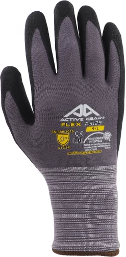 Active Gear Präzisionsarbeit Handschuhe Active FLEX F3130 Mit Beschichtung Aus Nitril-Mikroschaum, Abriebfest (120 Paare In Karton), Schwarz-Grau -Arbeitsschutzkleidung Geschäft 873A866E 196C 3FB3 C74A 1814BA94268E